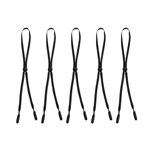 5 Pcs Adjustable Hat Strap Clips, Hat Chin Cord, Anti-Lost Cap Strap Clips for Golfing, Fishing, Boating, Sailing - color: Black