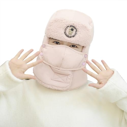 Kids Winter Warm Ski Hat Sherpa Lined Fleece Pilot Hood Cap Earflap Full Coverage Peruvian Trapper Hat for Boys Girls