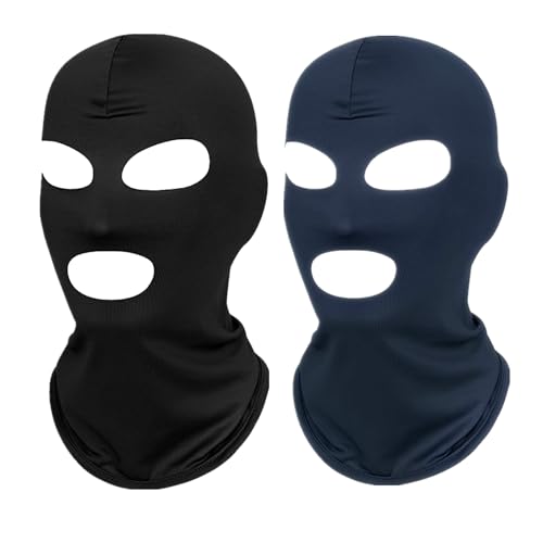 2Pcs Full Face Mask,2Hole/3Hole Black Thin Balaclava Seamless Mask - color: Multicolor