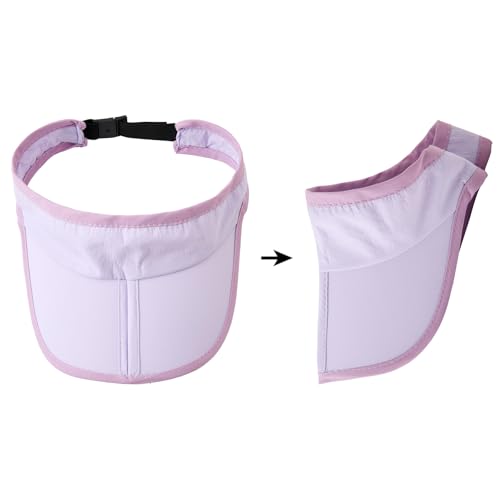 Jastore Kids Girls Boys Packable Hat Sun Visor Hats Quick Dry Sports Summer Golf Visor Hat - color: Light Purple