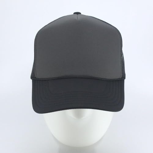 The Vintage Year High Crown Foam Mesh Camouflage Trucker Hat Baseball Cap - color: Black/Charcoal Gray/Black