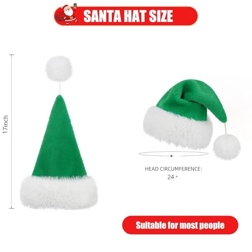 Personalized Santa Hat for Adults, Super Soft Plush Holiday Christmas Hat, Xmas New Year Party Headwear - color: Plush-green