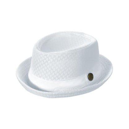 XGOPTS Unisex Summer Mesh Straw Porkpie Hat Trilby Jazz Fedora Panama Hats - color: White