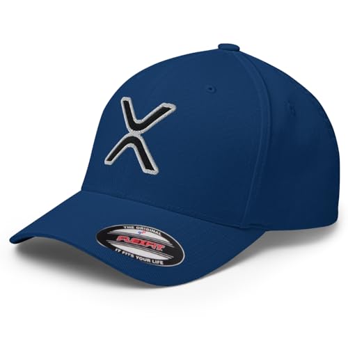 FX XRP Fitted Hat Embroidered Curved Bill Mid Crown Closed-Back Structured Twill Cap - color: Royal Blue, size: Small-Medium