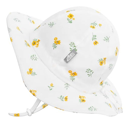 JAN & JUL 50+ UPF Cotton Sun Hat with Wide Brim for Toddler Girls - color: Yellow Flower, size: 6-24 Months
