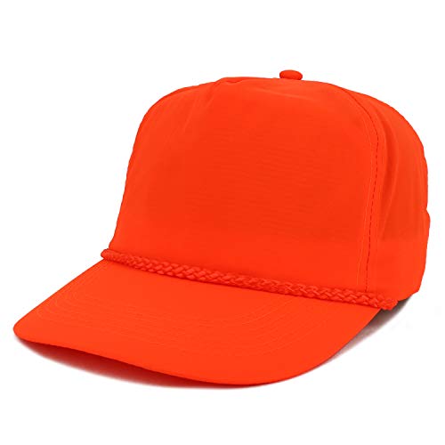 Armycrew 5 Panel Neon Color Nylon Crinkle Cap with Rope Band - color: Neon Orange