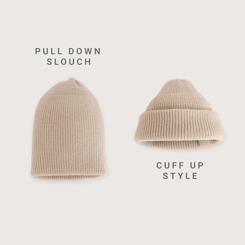Fisherman Beanie Cuffed Knit Winter Hat Trawler Sailor Watch Cap Men Women - color: Classic (Latte)