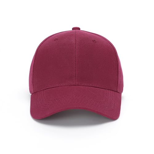 ZH Plain Adjustable Baseball Cap - Lot of 12 Unisex Blank Design Caps - color: Wine Red