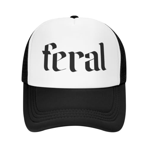 Funny Trucker Hat for Women Men Cute Humor Gag Hats Adjustable Mesh Caps - color: Feral 1