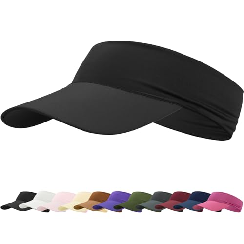 Cooling Stretchy Visor Hat for Women Men Summer Sports Sun Visors - color: Black
