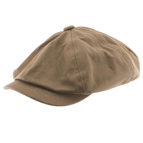 Trendy Apparel Shop XXL Oversized Cotton Newsboy Cap Hat - color: Khaki