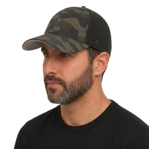UVCoolix™ Cooling Sweatband Baseball Cap for Hot Weather,Breathable Sun Protection,Water-Resistant Golf Performance Hat - color: Camo Black, size: Medium-Large