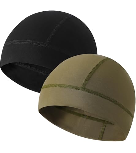 Cotton Skull Cap Breathable Helmet Liner Sleep Hat for Men Women - color: Set D-black,army Green