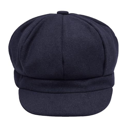ZLYC Women Classic Newsboy Cap Visor 8 Panel Gatsby Cabbie Paperboy Hat - color: Navy