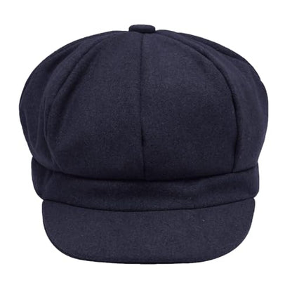 ZLYC Women Classic Newsboy Cap Visor 8 Panel Gatsby Cabbie Paperboy Hat - color: Navy