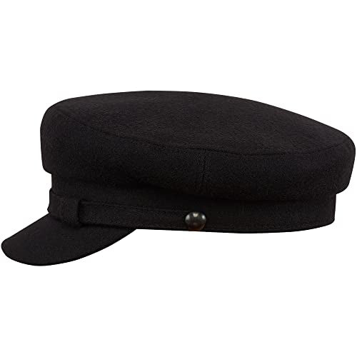 Sterkowski Maciejwka Model 2 Fisherman Wool Fiddler Cap for Men and Women, Warm Captain Cap - color: Black, size: 7 3/4