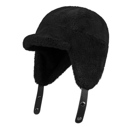Clakllie Snow Trapper Trooper Hat with Ear Flap for Skiing Women's Ushanka Warm Winter Hat - color: Cdus-dpl2-black