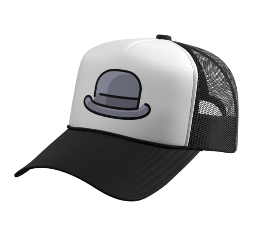 Really Like Bowler Hats Derby Bob Hat Trucker Hat with Adjustable Mesh Back - color: Black/White