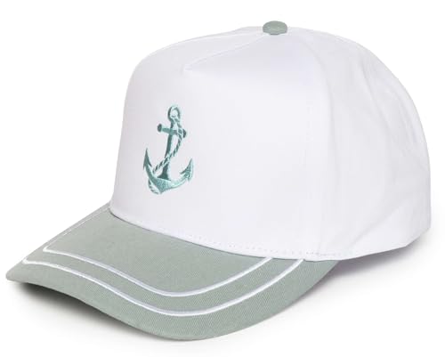 D&Y Retro 2-Tone Canvas Baseball Cap for Women - Funny Embroidered Distressed Snapback, Adjustable Cotton Dad Hat - color: Anchor-sage