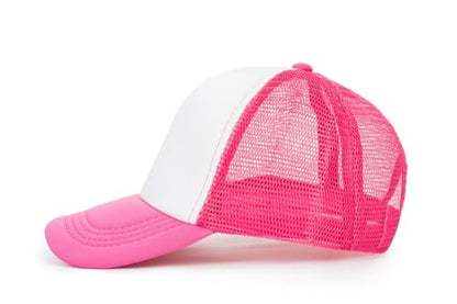 Kids-Girls-Trucker-Hat Adjustable-Baseball-Cap Toddler Mesh Sun Hats 2-6Y - color: Red+white