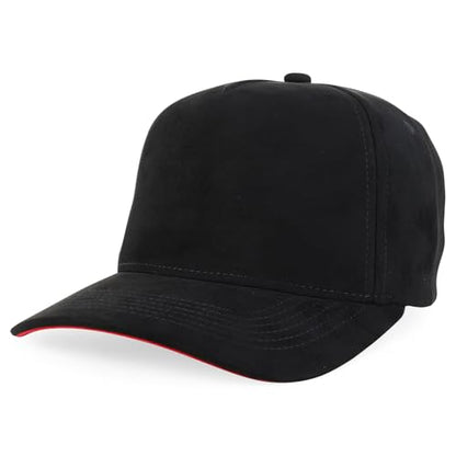Trendy Apparel Shop 5 Panel Structured Soft Suede Snapback Ball Cap - color: Black