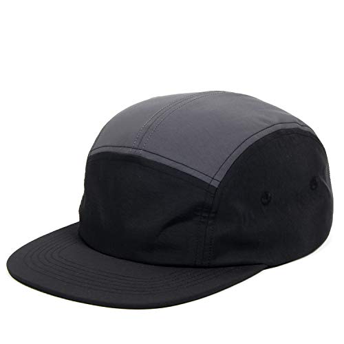 5 Panel Baseball Cap Camp Cap Taslon Short Brim Cap Quick Dry Hat Flat Bill Big Size Large Caps Oversize Running Hat - color: Black&grey, size: 7 1/4