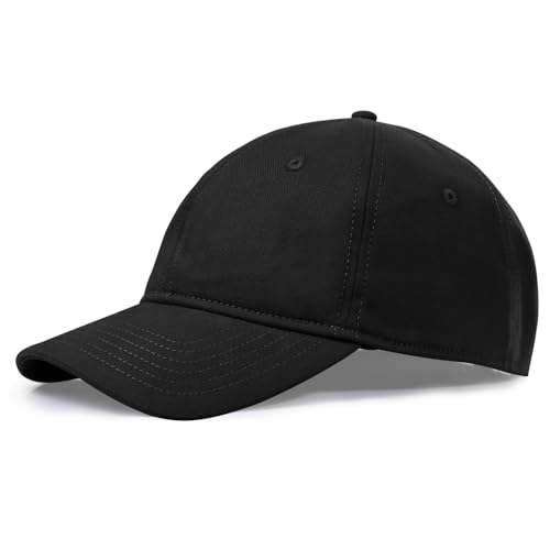 Oversize XL XXL Baseball Cap for Men Big Heads, Large Cotton Baseball Hat, Unstructured Plain Dad Cap Adjustable 23.5"-26" - color: Black
