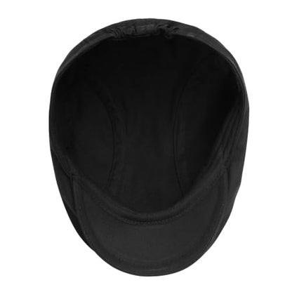 BOTVELA Men Cotton Twill Newsboy Flat Hat Fitted Cap - color: Black, size: 7 1/8