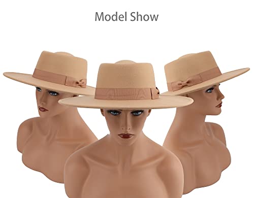 Pro Celia Big Wide Brim Women Fedora Hat - color: Oval-camel