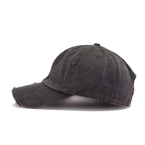 Peace Sign Vintage Baseball Cap Embroidered Cotton Adjustable Distressed Dad Hat - color: Brush Black