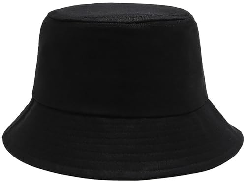 Bucket Hat Beach Sun Hat Fishing Hat for Women Men, Summer Outdoor Travel Packable Fisherman Hat - color: Black