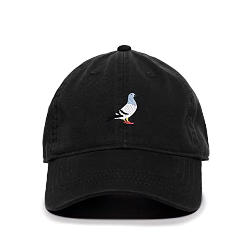 Pigeon Baseball Cap Embroidered Cotton Adjustable Dad Hat - color: Black