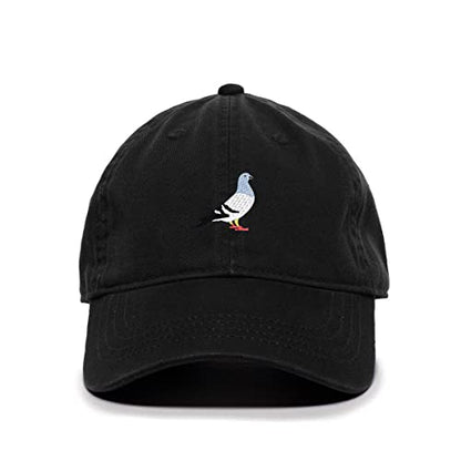 Pigeon Baseball Cap Embroidered Cotton Adjustable Dad Hat - color: Black