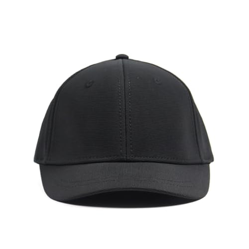 Short Brim Stretch Fitted Baseball Caps Men's Solid Structured Full Closed Cap Curved Brim Elastic Closed Back Hat K272 - color: Black