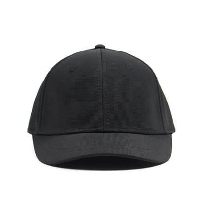 Short Brim Stretch Fitted Baseball Caps Men's Solid Structured Full Closed Cap Curved Brim Elastic Closed Back Hat K272 - color: Black