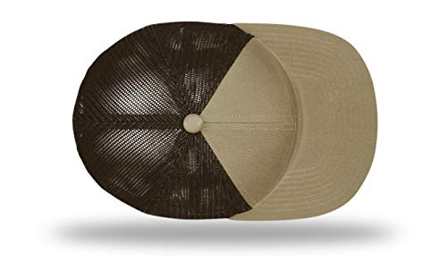 Seven-Panel Trucker Richardson Leather Patch Cap - color: Pale Khaki/Brown, size: One Size