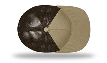 Seven-Panel Trucker Richardson Leather Patch Cap - color: Pale Khaki/Brown, size: One Size