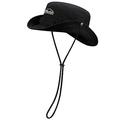 Clakllie Sun Hats for Women Men UV Protection Boonie Hats Summer Safari Jungle Hat Fishing Beach Hats UPF 50+ Camping Hats - color: S-dfh03-black