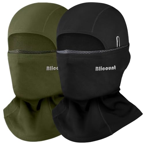 Balaclava Ski Mask for Men Women Thermal Winter Face Mask Dual-Layer Balaclava Breathable Windproof for Cold Weather Skiing - color: Black+green