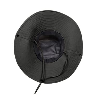 Waterproof Fishing Hat 12CM Wide Brim Sun Hat for Women Mens Packable Bucket hat- UPF 50 for Outdoor Gardening Beach Hats - color: Black