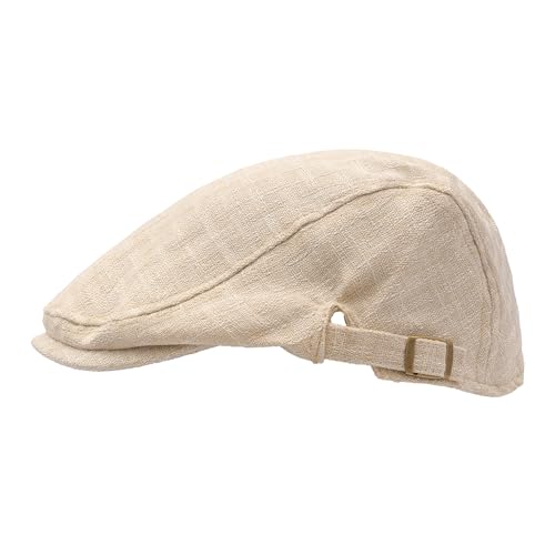 ZLYC 남성용 여름 플랫 캡 Scally Ivy Gatsby Newsboy Beret Driver Cabbie 사냥 모자 - color: 플레인 베이지.