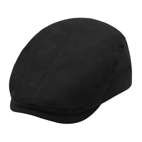 ZLYC 남성용 여름 플랫 캡 Scally Ivy Gatsby Newsboy Beret Driver Cabbie 사냥 모자 - color: 단색 블랙.