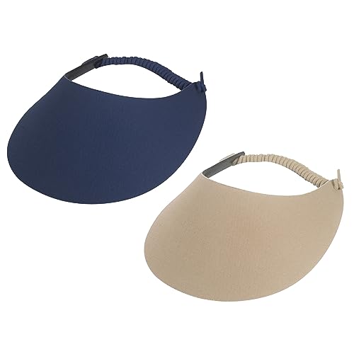 TOP HEADWEAR Women's Cotton Foam Visor- Stretch Sun Protection Hat - color: 2 Pc Navy/Khaki