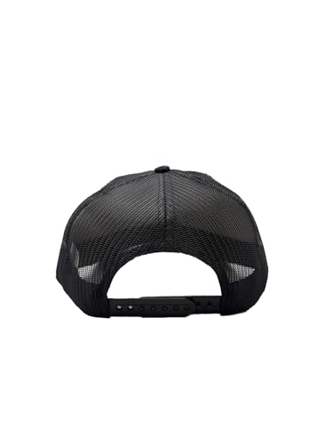 Ashen Fane Faux Suede Polyester Blend 5 Panel Classic Flat or Round Visor Adjustable Snapback Mesh Back Trucker Hat - color: Round - Black