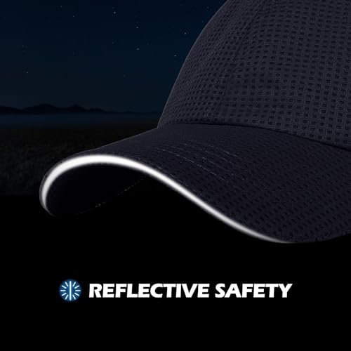 ZTL Womens High Ponytail Baseball Cap Performance Mesh Hat, Lightweight Quick Dry Race Day Running Hat with Reflective Trim - color: Navy