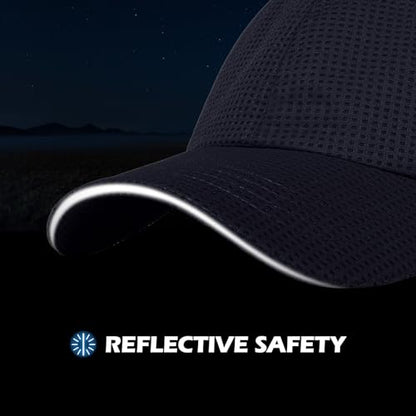 ZTL Womens High Ponytail Baseball Cap Performance Mesh Hat, Lightweight Quick Dry Race Day Running Hat with Reflective Trim - color: Navy