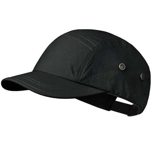 Clakllie Quick Dry Short Brim Cap for Men Lightweight 6 Panel Baseball Cap Golf Dad Hats Women's Running Trucker Hat - color: Bssd2547-black