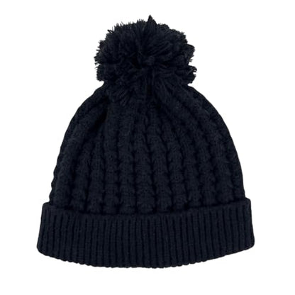 Humble Hilo Knit Hats Beanies for Women Winter Pom Beanie Men or Women Beanies Cable Knit Beanie - color: Black Pom Pom