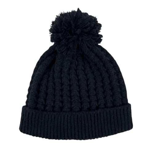 Humble Hilo Knit Hats Beanies for Women Winter Pom Beanie Men or Women Beanies Cable Knit Beanie - color: Black Pom Pom