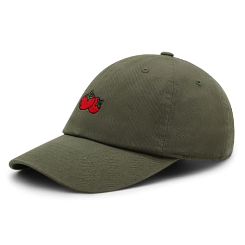 JPAK Two Tomatoes Premium Dad Hat Embroidered Cotton Baseball Cap Vegetables Embroidery - color: Olive Green